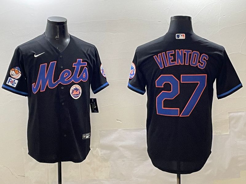 Men New York Mets 27 Vientos Black Game 2025 Nike MLB Jersey style 6